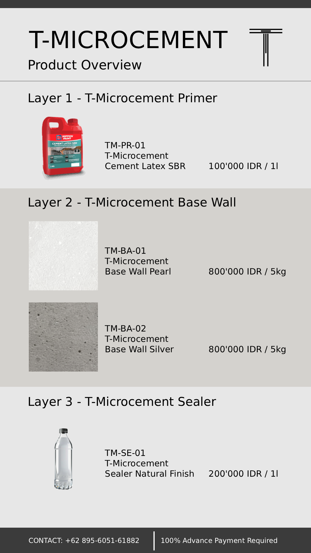 T-Microcement product overview, page preview